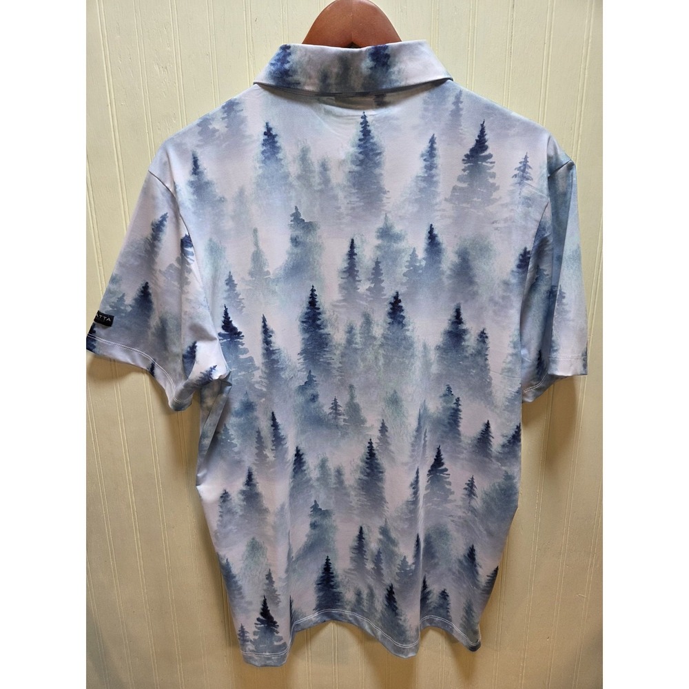 Yatta Golf Polo Shirt Mens Medium Multicolor Forest Print Golf Performance‎ Top - Picture 3 of 7
